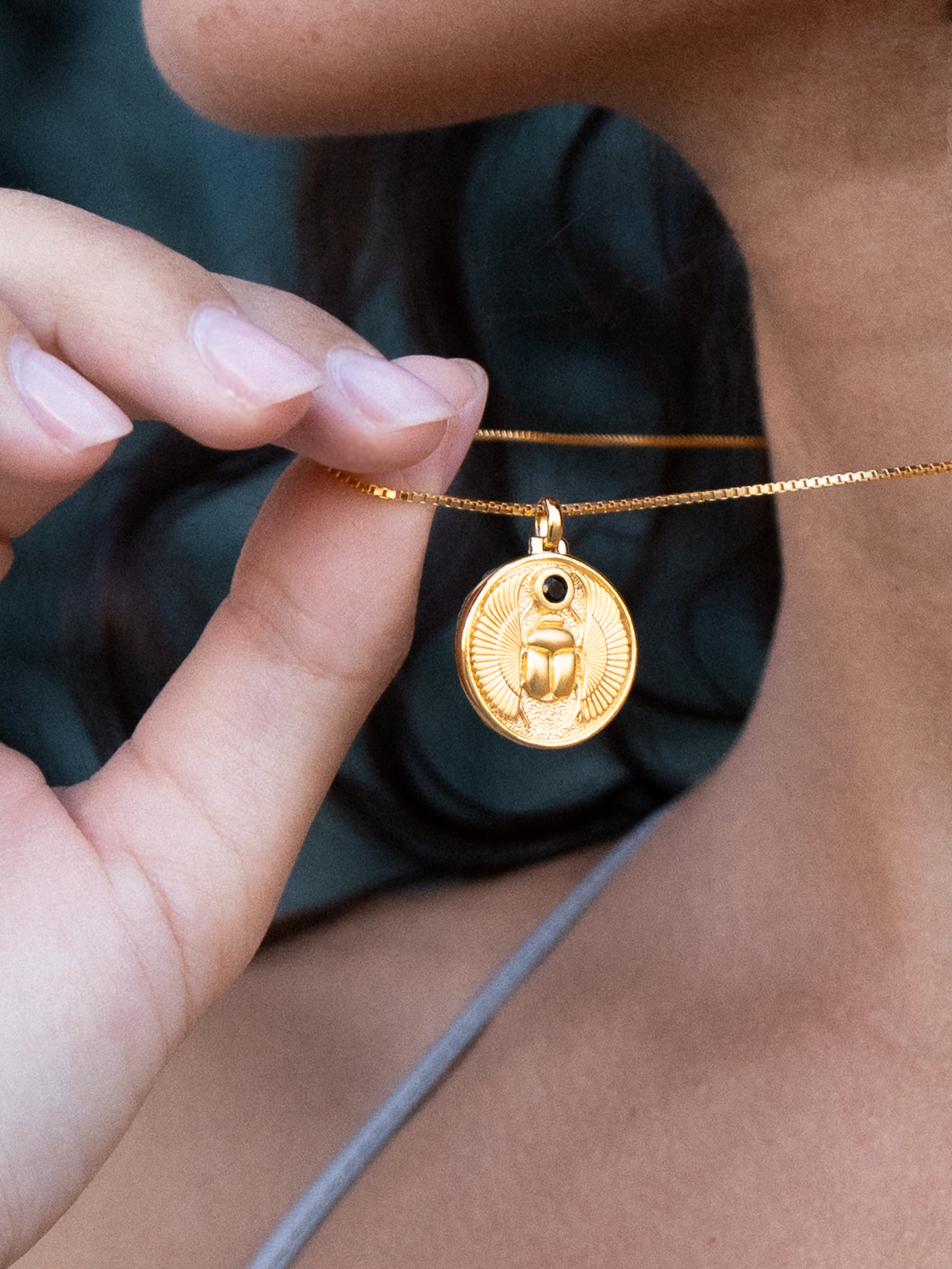 Scarabée Onyx - Collier - Vermeil