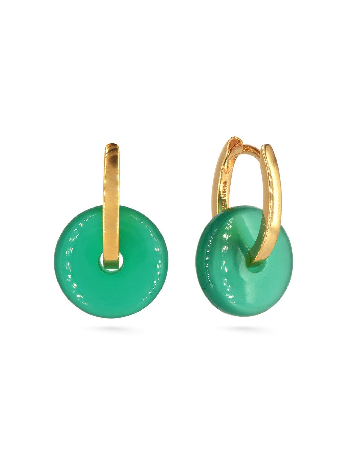 Green Onyx Hoops - Boucles d'oreilles - Vermeil