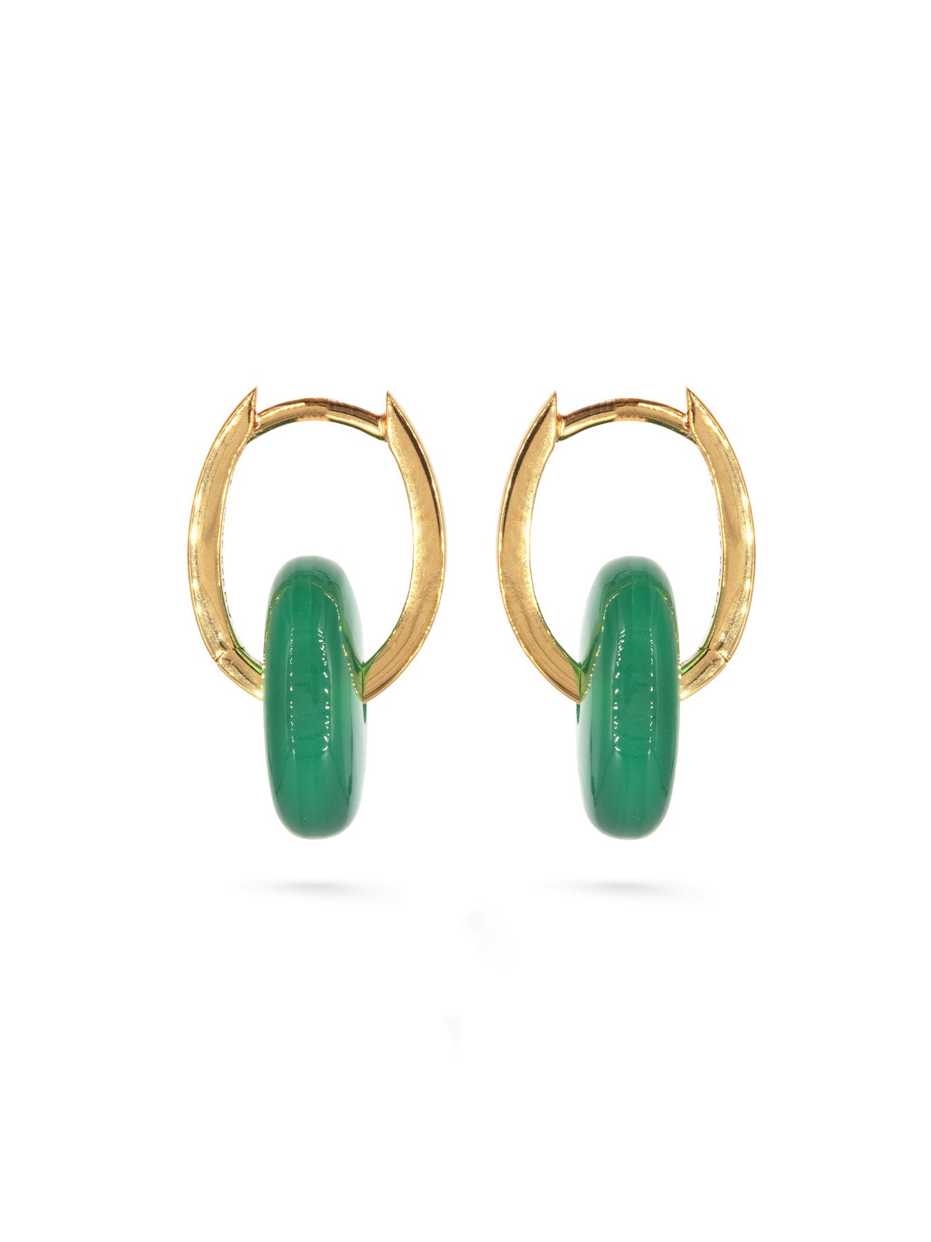 Green Onyx Hoops - Boucles d'oreilles - Vermeil